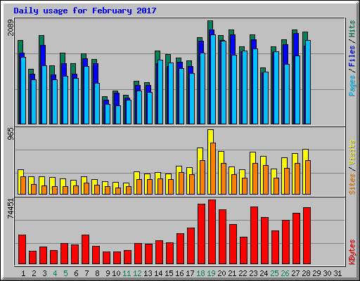 Daily usage for February 2017