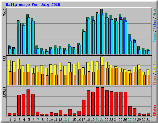 Daily usage for July 2019