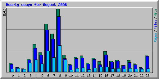 Hourly usage for August 2008