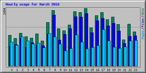 Hourly usage for March 2016