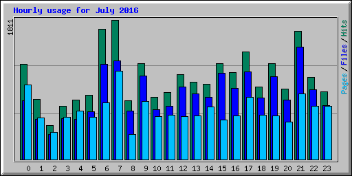 Hourly usage for July 2016
